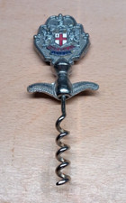 Vintage Chrome & Enamel Corkscrew with London Crest - some marking behind crest