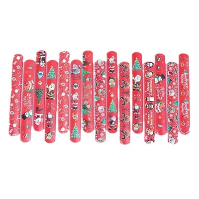 100Pcs Colorful Christmas Slap Wristbands for Stocking Stuffer Wrist Decoration