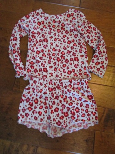 2 piece Girls Size L 14 Pajama Shorts Set Pink Leopard Cat & Jack Long Sleeve