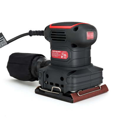 Hyper Tough 2A Corded Palm Sander with Dust Bag, Vacuum Hose Adapter Punch Plate