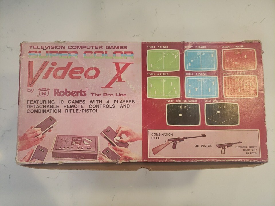 An absurdly rare late-70s Super Color Video X Roberts gun-game system — the kind of vintage curiosity you'd find in a museum, not a teen's bedroom.