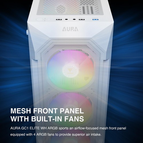 Boîtier PC gamer GAMDIAS blanc ATX Mid Tower avec verre trempé - Photo 3/7