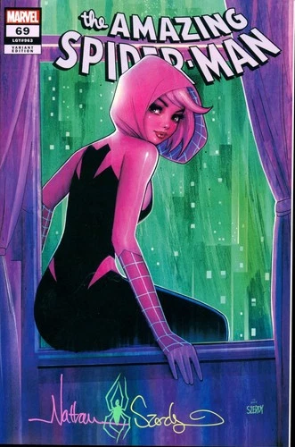 Amazing Spider-Man #69 SPIDER-GWEN VARIANT signed SKETCH Nathan Szerdy NM COA