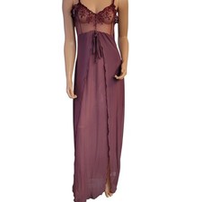 Venus Lace Trimmed Mesh Babydoll Slip Dress Large Nightgown Vampire Red Y2K