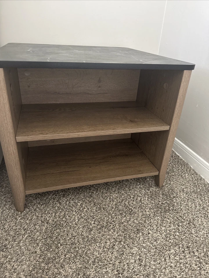 Black Marble Top Wooden Nightstand/End Table - Image 2 of 4