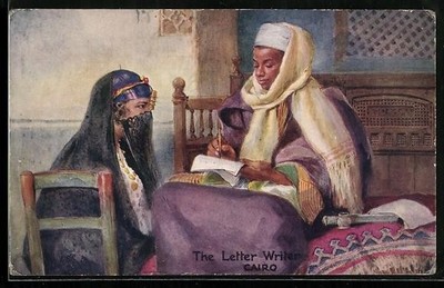 Ansichtskarte Cairo, The Letter Writer, Ägyptischer Schreiber 