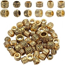 1 Box 60pcs Large Hole Alloy Tibetan Spacer Beads Large, Antique Gold