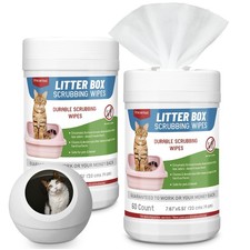 2 Pack Litter Box Scrubbing Wipes 120 Count Pets Cat Litter Box Cleaning Wipe...