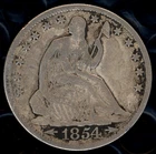 1854 WITH ARROWS SEATED LIBERTY 90% SILVER HALF DOLLAR ~ 1c START