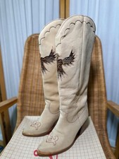 Vintage Zodiac USA Condor Tall Western Boots Women s 5.5M Linen Suede Rare