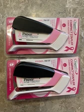 Lot of 2 PaperPro  Compact Stapler 15 Sheet Power Assisted Jam Free Pink Ribbon