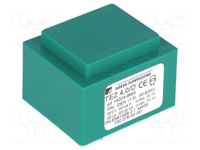 22V Transformator: überzogen A: 35mm 230VAC PCB 4VA IP00 22V