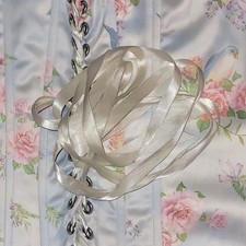 Sugar Thrillz Overbust Satin Floral Lace-Up Strapless Corset Top Women M