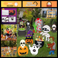 10 Halloween Yard Signs - Pumpkin, Skeleton  Ghost Decor for Outdoor Lawn
