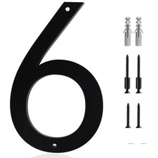 8 Inch Modern House Number 6 Acrylic for Outside Black Floating 5 Easy Instal...