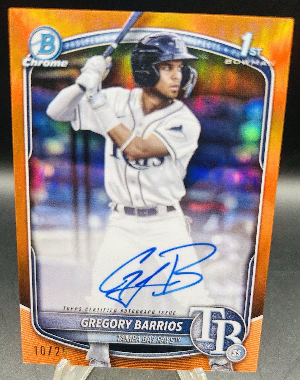 2025 Bowman Chrome Gregory Barrios 1st True Orange Auto /25 SP CPA-GB