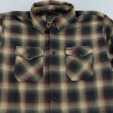 Dixxon Flannel Shirt Mens Large Brown Black Plaid Mokeno O-Tech Workwear Western