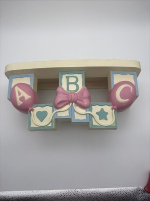 HomeCo Nursery Wall Shelf Baby s Decor ABC Blocks Balloons Bows 1990 s Vintage