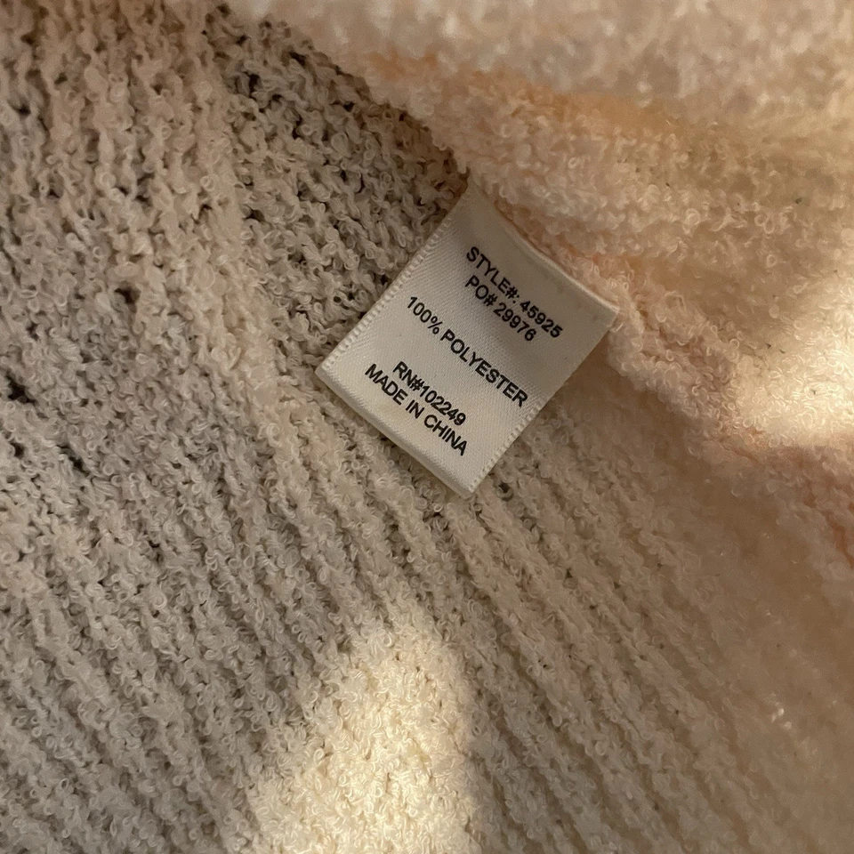 Suéter Skies Are Azul Mujer Pequeño Crema Ojales Acanalado Marfil Suave Manga Larga Foto 4 de 4