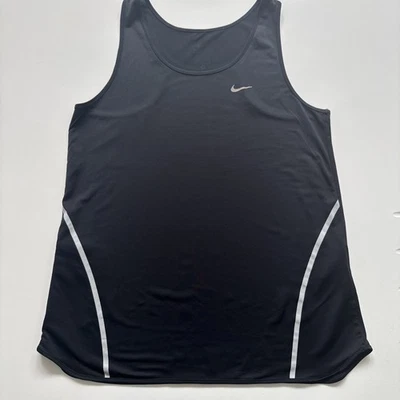 Nike City Tank Black Running top vertical stripes Pocket Dri-FIT tech Size M - Image 1 of 4
