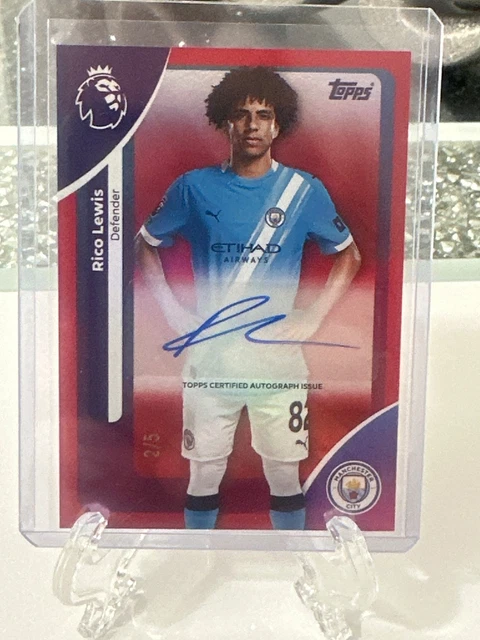 2025 2026 Topps Premier League Rico Lewis AUTO Red Foil 2/5 Manchester City SP