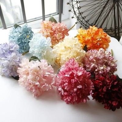 Künstliche Hortensie Lockenblätter Seide Kunstblumen Bouquet Hochzeit Wohndeko