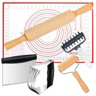 Wooden Rolling Pins for Baking, Small Dough Roller with Handle, Stainless Ste.