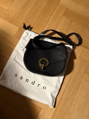 Sandro Paris Damen Leder Tasche Pepita noir schwarz Schultertasche + Staubbeutel