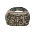 Brutalist Sterling Ring Sz 6 Stamped Silver Crest Signet Style 26g Vtg Estate