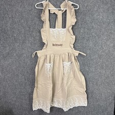Apron Beige Floral Embroidered Lace accents BRITTANY