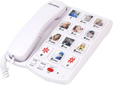 Big Button Phone for Seniors, Corded Landline Telephone with 10 Picture Keys, Ph