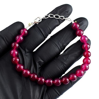 Tolles 85,00 kt Einzelstrang Rosa Rubin Perlen Top Armband VK 35 E747