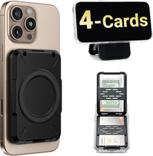 2-In-1 for Magsafe Wallet Stand, RFID Blocking Magnetic Card Holder Fit 4 Cards,