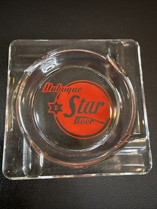 Dubuque Brewery,Star Beer Clear Glass Ashtray Red Logo Breweriana Iowa EX! L6
