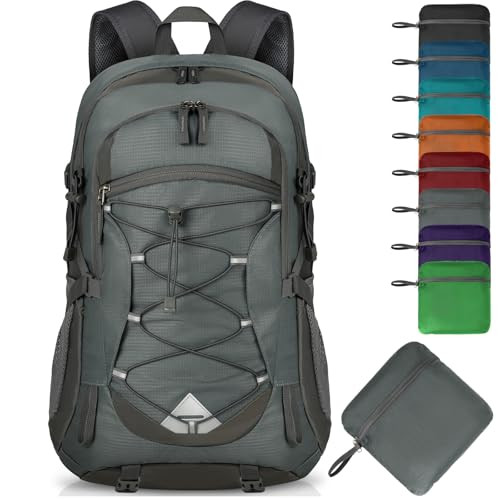 Hiking Backpack 40L Packable Lightweight Camping Backpack Men Women Grey-image