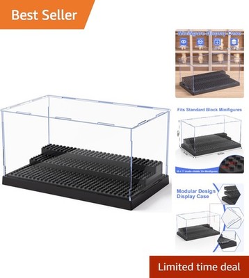 Elegant Acrylic Minifigure Display Case with 3 Movable Steps - Black, 10x6.1x5.4