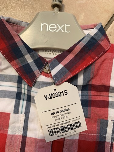 Boys Next Baby Tartan All In One 0-3 Months Brand New With Tags - Picture 2 of 2