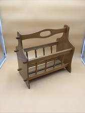 Vintage Solid Wood Oak Mid Century Magazine Book Rack Length 16 in Height 15 in