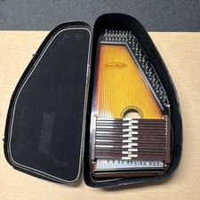 Chromaharp Autoharp Sunburst Finish Brown Yellow String Instrument with Case