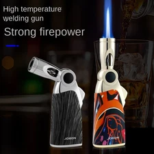 Portable Jet Flame Butane Foldable Cigar Lighter Windproof Refillable BBQ Moxa