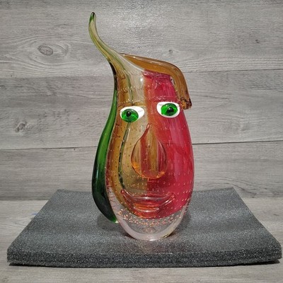 Yao Yuan Murano-Style Art Glass Vase with a Face - 12.6'' Tall Mouth-Blown...