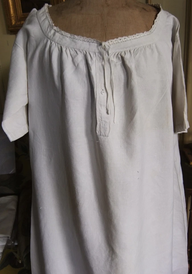 Chemise de nuit dame manches courtes en lin - linge 2è choix - Photo 2/4