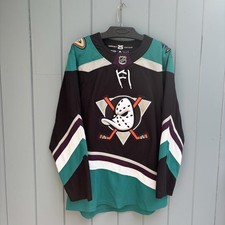 Authentic Adidas Anaheim Mighty Ducks Jersey Mens 44 25th Anniversary Silver NHL