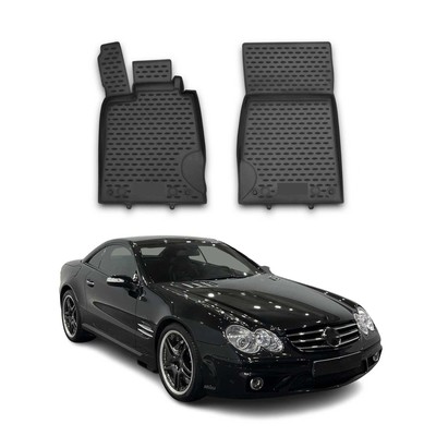 OMAC Custom Fit TPE Rubber Floor Mats For Mercedes SL Class R230 (2003-2012) Black 2Pcs