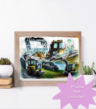 Personalisiertes Aquarell Bagger Gemälde | Geschenkidee | Original Handmalerei 
