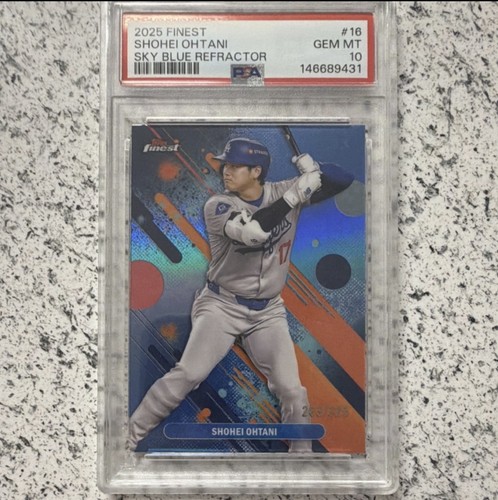 Topps Finest 2025 Shohei Ohtani Sky Blue Refractor #16 /325 PSA 10