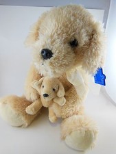 Golden Retriever Plush Dog With Puppy 10" Sitting Russ Applause Vintage TAG