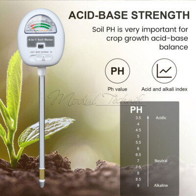 4 in1 PH Tester Sunlight Soil Moisture Meter Detector Plant Garden Soil PH Meter