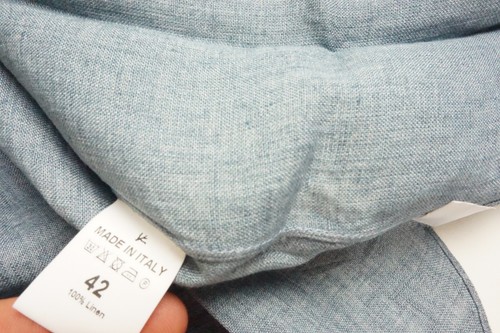 Isaia Napol 100% Linen Solid Blue Dress Shirt Sz 16.5 BRAND NEW - Imagen 6 de 8