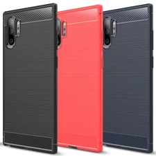 For-Samsung Galaxy Note 10 Plus Case Slim Carbon Fiber Shockproof Soft TPU Cover
